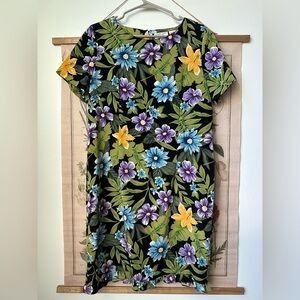 VTG Kathie Lee Collection Floral Tropical Vacation Ruffle Grandmacore Dress 16
